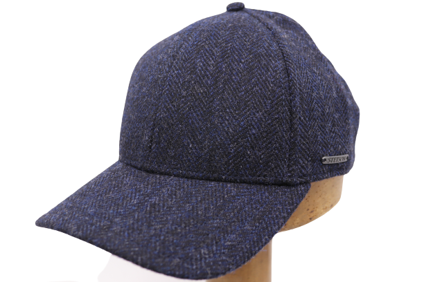 stetson baseballcap wool herringbone navy