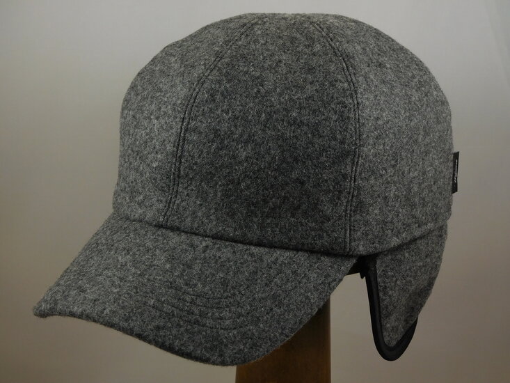 wigens baseball classic cap met oorklep wol grey mix