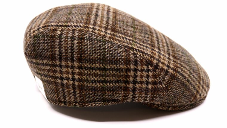 wigens ivy modern flat cap merino wool check beige brown