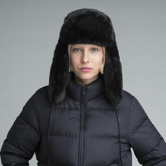 kangol pilotenmuts trapper faux fur zwart