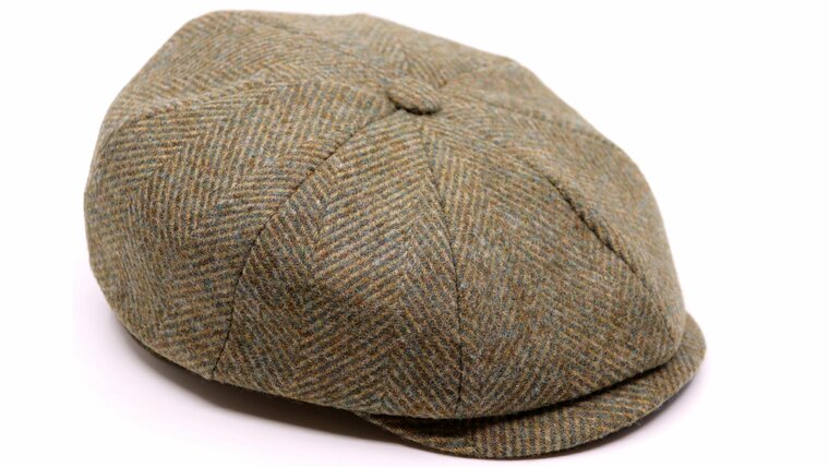 alfonso deste kyoto newsboy cap scheerwol visgraat saliegroen