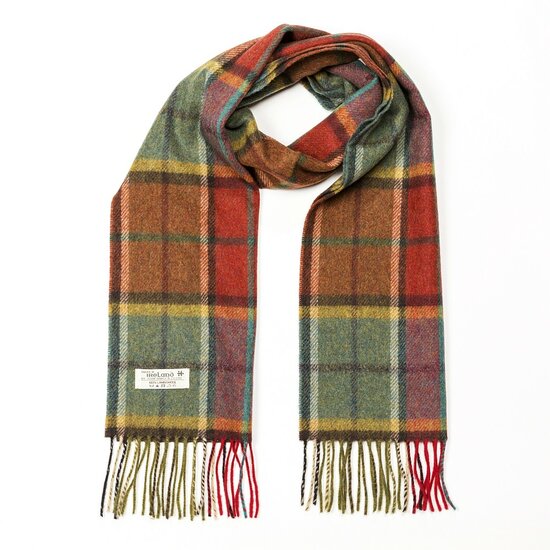 john hanly irish wool scarf short autumnal mix check