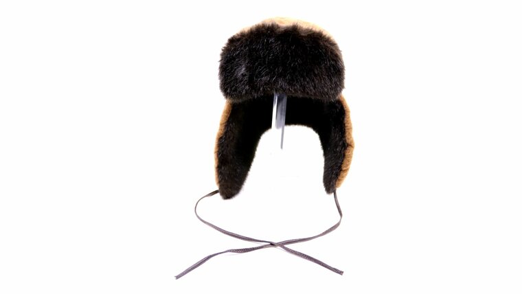 kamy hat piloten muts alpaca wool en faux fur camel bruin