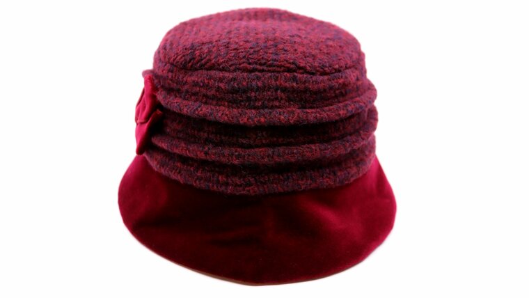 panizza cloche met strik clarice wolmix en fluweel bordeaux