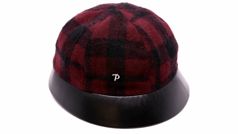 panizza cloche clara vegan leather and wolmix tartan bordeaux