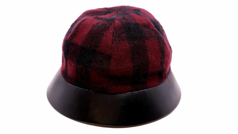 panizza cloche clara vegan leather and wolmix tartan bordeaux