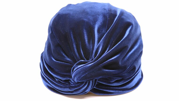 jos van dijck turban velvet indigo blue