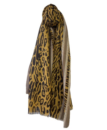 onkar sjaal animal print viscose taupe