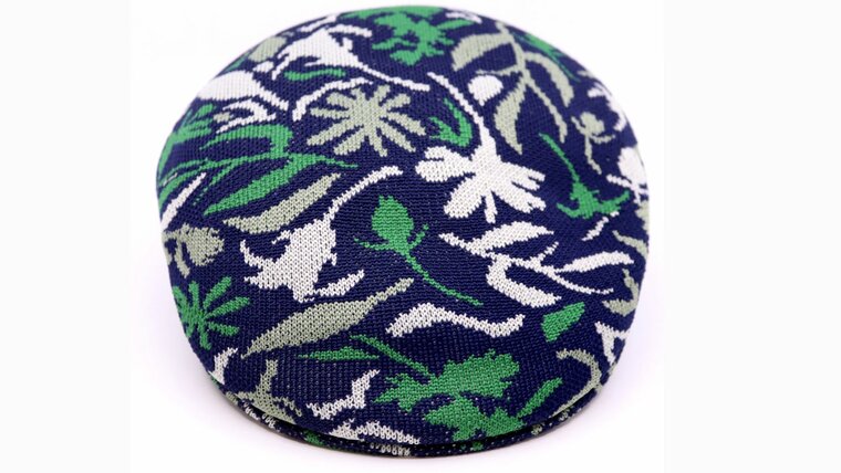 kangol flatcap 504 street floral acryl navy green