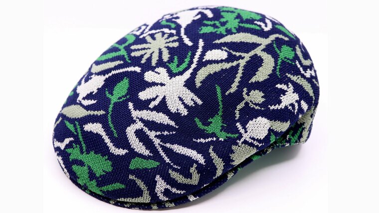 kangol flatcap 504 street floral acryl navy green