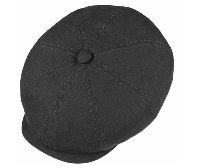 stetson newsboy cap hatteras linnen zwart