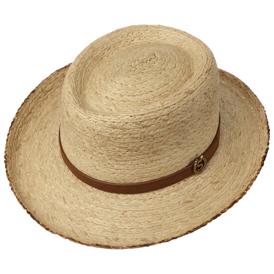 stetson gambler raffia burned distressed natural