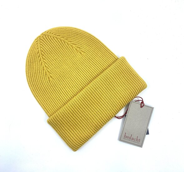 bedacht zomer beanie knitted katoen okergeel