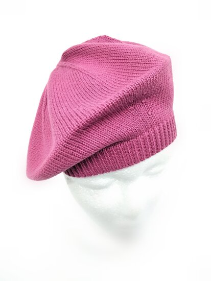 bedacht zomer baret basic katoen framboos