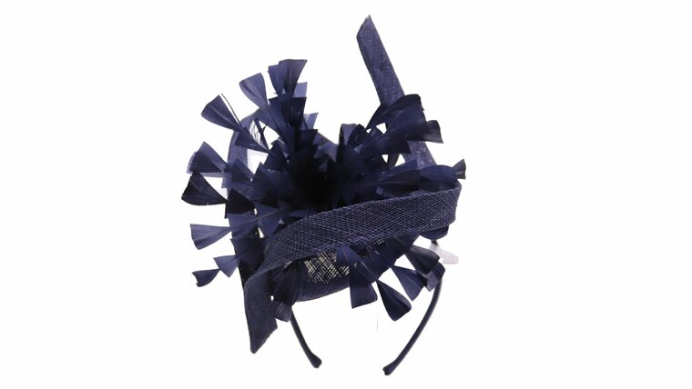 maddox fascinator dopje sinamay loop en veren navy