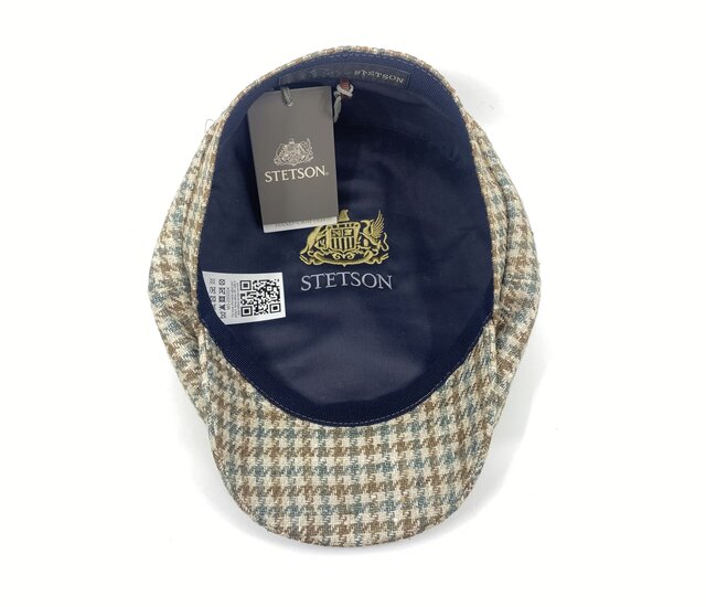 stetson newsboy cap hatteras wool and silk cerruti houndstooth brown beige sage green