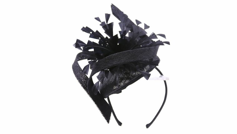 maddox fascinator dopje sinamay loop en veren black