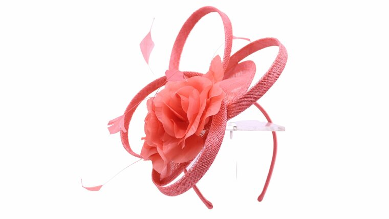 maddox fascinator disc sinamay krul en bloem tangerine