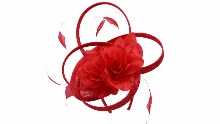 maddox fascinator disc sinamay krul en bloem tulip red