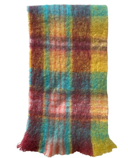 babymoh knitted sjaal snuggle mohair check multicolor