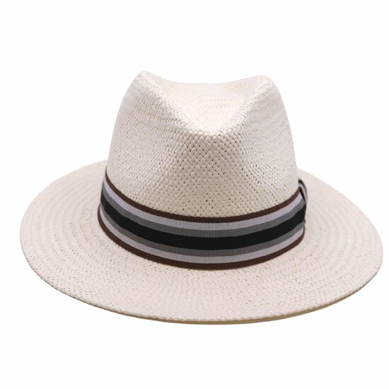 fiebig fedora traveller zomerhoed papier gestreept ribslint naturel