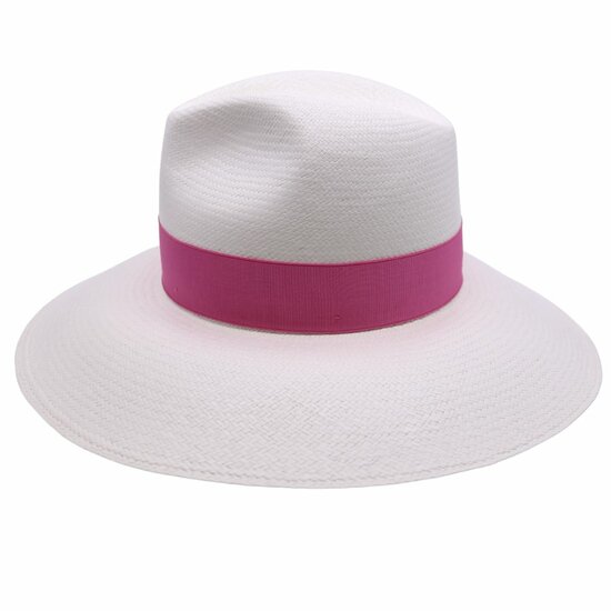 borsalino fedora fino sophie panama white and pink