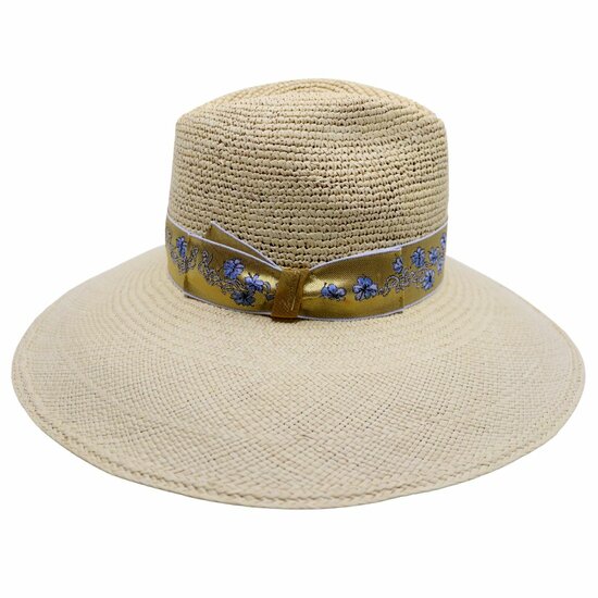 borsalino fedora sophie panama semicrochet naturel goud 