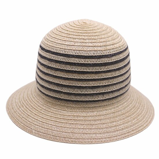 seeberger cloche stro stripe linen anthracite