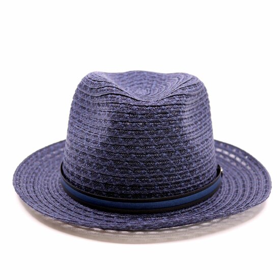 borsalino fedora bogart bandstro hemp navy blauw