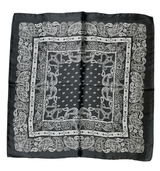 onkar neckerchief po paisley black and white