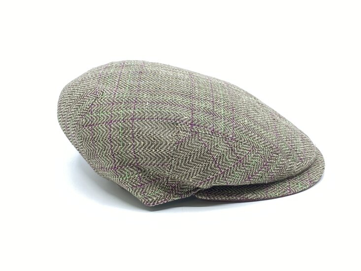 alfonso d este flatcap new york linnen visgraat naturel groen magenta