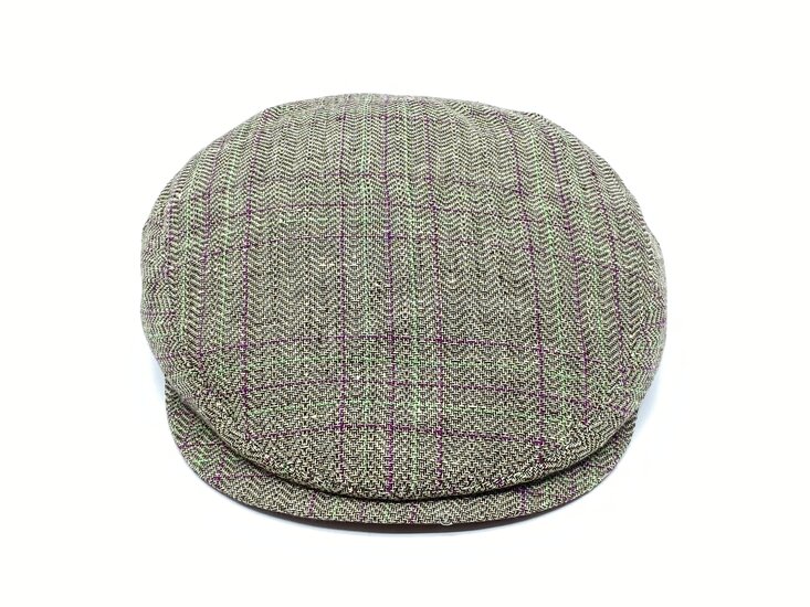 alfonso d este flatcap new york linnen visgraat naturel groen magenta