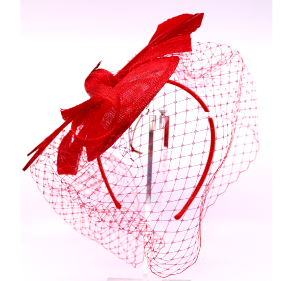 bedacht fascinator valetta sinamay en voile rood