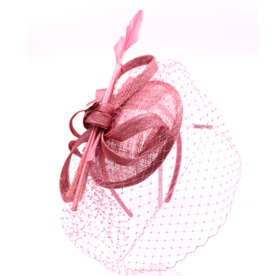 bedacht fascinator valetta sinamay en voile oud roze