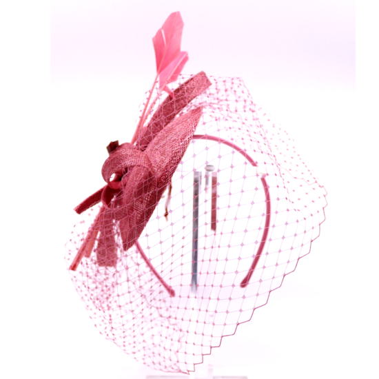 bedacht fascinator valetta sinamay en voile oud roze