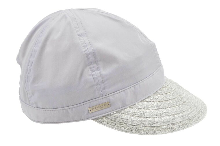 seeberger visor cap katoen papierstro light grey