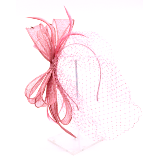 bedacht fascinator tammy strik sinamay en voile oud roze