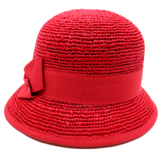 bedacht cloche sindy crochet raffia rood