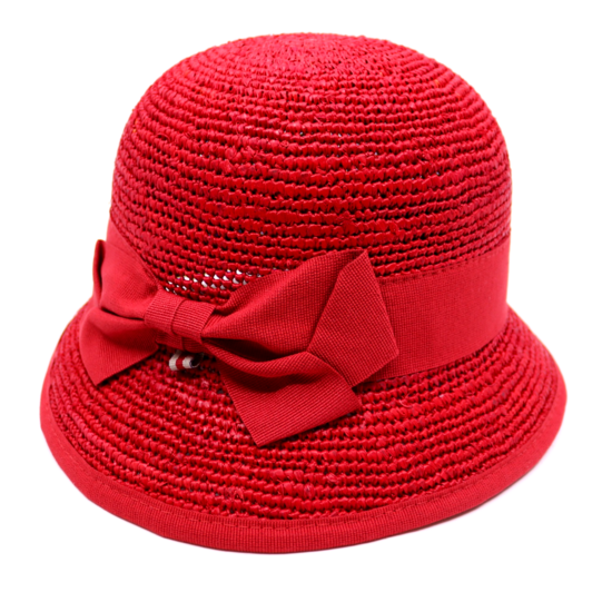 bedacht cloche sindy crochet raffia rood