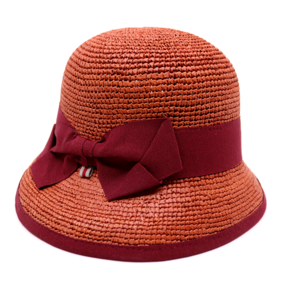 bedacht cloche sindy crochet raffia burnt orange en burgundy