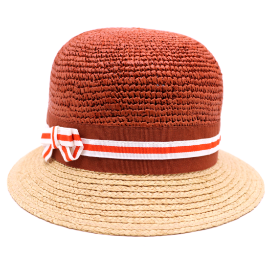 bedacht cloche taccia crochet raffia naturel en burnt orange