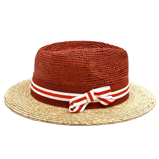 bedacht fedora taccia crochet raffia naturel en orange burnt