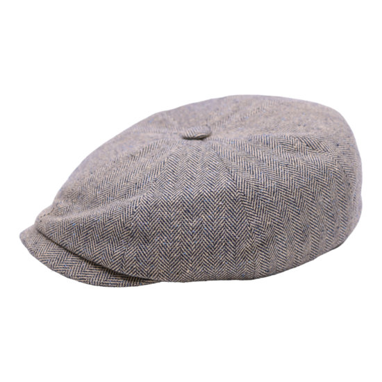 alfonso deste newsboy cap kyoto zijde visgraat naturel blauw