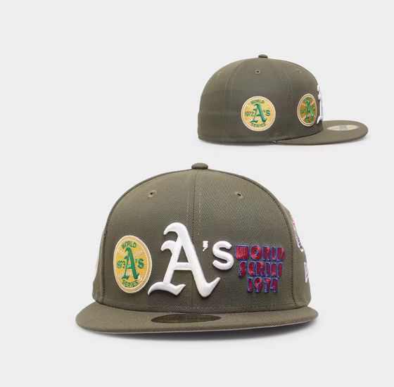 new era baseball cap mlb 59fifty oakland athletics world series olive white