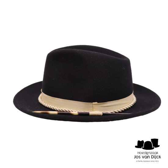 bespoke tesi fedora porcupine crest homburg haarviltmix zwart en beige