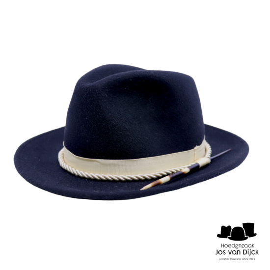 bespoke tesi fedora porcupine crest homburg haarviltmix zwart en beige