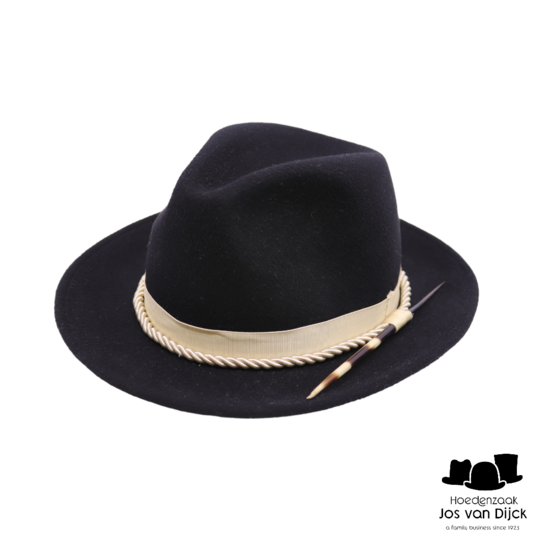 bespoke tesi fedora porcupine crest homburg haarviltmix zwart en beige