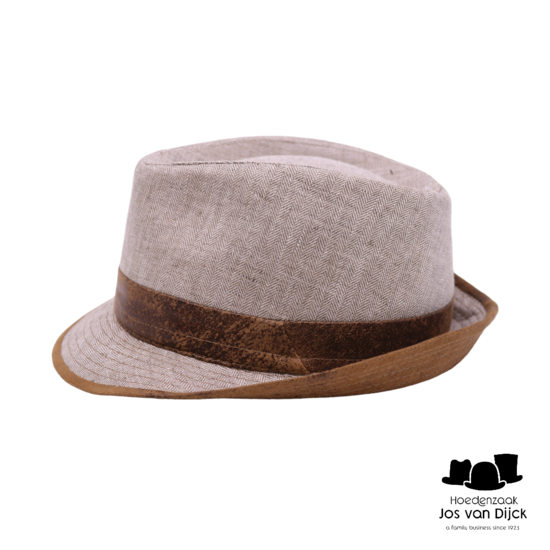 jos van dijck trilby visgraat katoen vegan leather lichtbruin