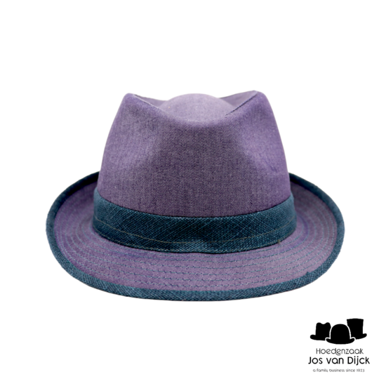 jos van dijck trilby jeansblauw contrast groen