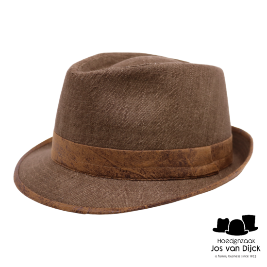 jos van dijck trilby linnen vegan leather bruin